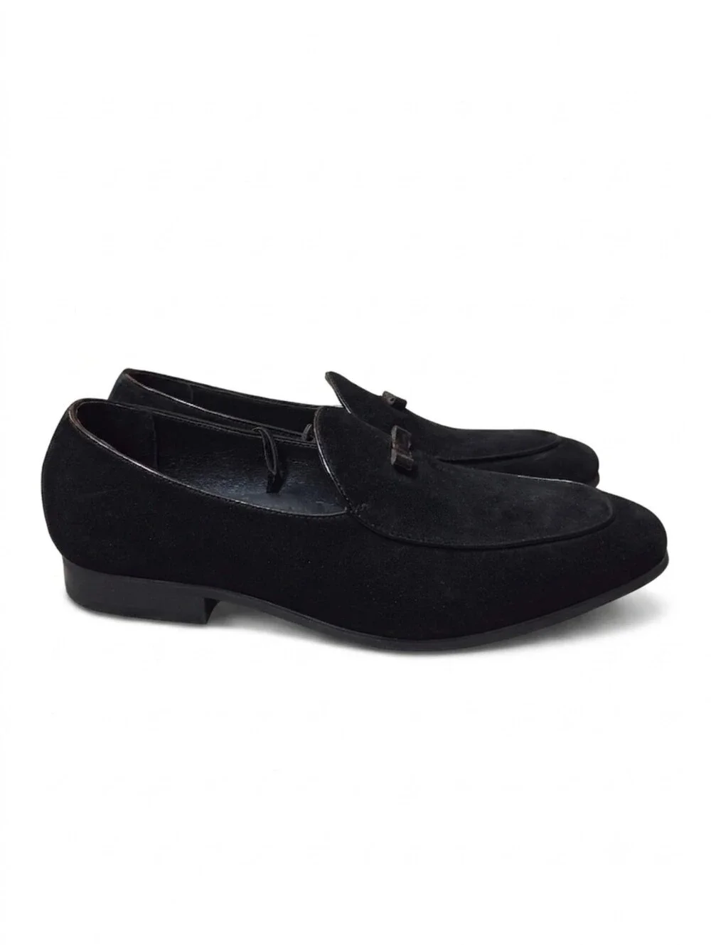 Express Suede Loafers Mens 11 Black Leather Preppy Old Money Academia Office
